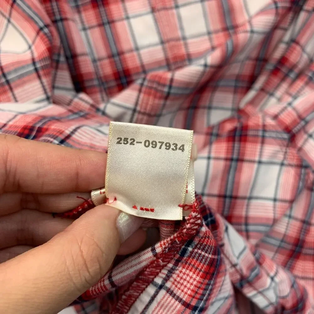 True Religion Western Shirt Mens 3XL XXXL Red Navy Plaid Pocket Snap Button Up